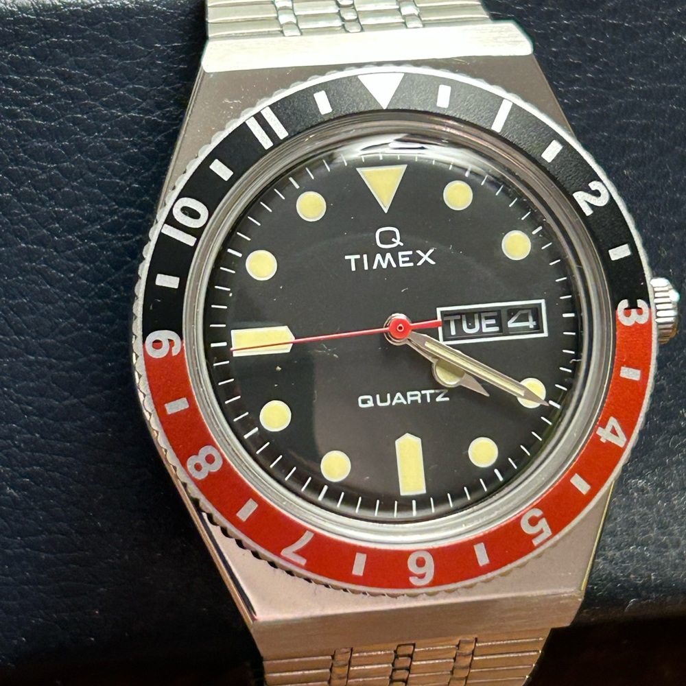 Timex Q 38mm Stainless Steel Bracelet Watch #watches #vintage #mensfasion